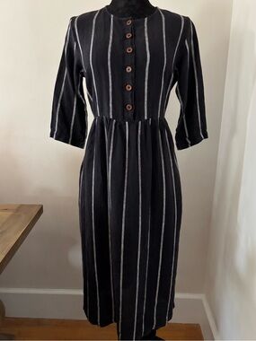 PYNE & SMITH striped button down midi dress